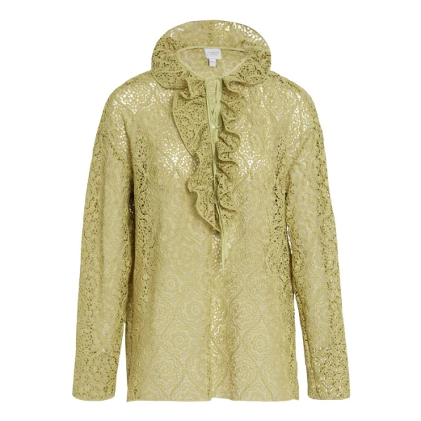 Giambattista Valli Green Filigree Macramé Blouse - Giambattista Valli Tops - Romantic Couture - Shop at Luxury Shoes 