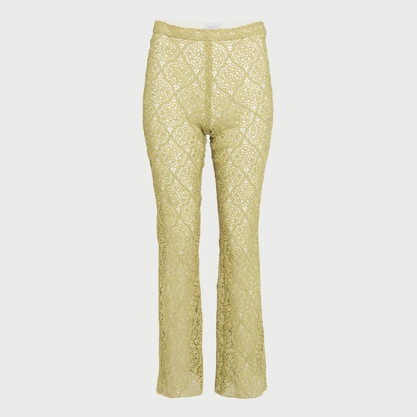 Giambattista Valli Green Filigree Macramé Flared Pants - Giambattista Valli Pants - Romantic Couture - Shop at Luxury Shoes 
