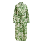 Essentiel Antwerp Green and cream cotton-blend floral-print shirt dress - Essentiel Antwerp Dresses - Colorful Belgian Design - Shop at Luxury Shoes 