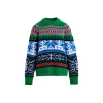 Essentiel Antwerp Green and multicolor mélange knit jacquard sweater - Essentiel Antwerp Jackets - Colorful Belgian Design - Shop at Luxury Shoes 