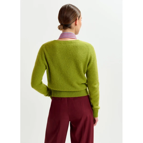 Essentiel Antwerp Green angora blend knit - Essentiel Antwerp Knitwear - Colorful Belgian Design - Shop at Luxury Shoes 
