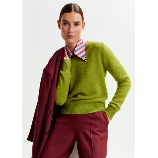 Essentiel Antwerp Green angora blend knit - Essentiel Antwerp Knitwear - Colorful Belgian Design - Shop at Luxury Shoes 
