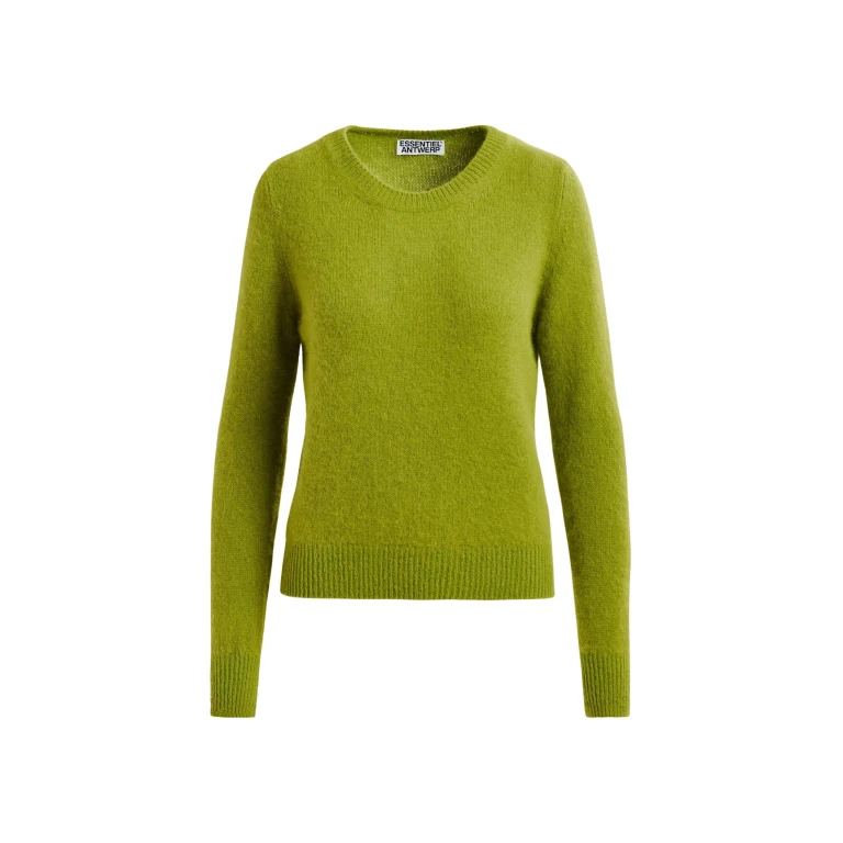 Essentiel Antwerp Green angora blend knit - Essentiel Antwerp Knitwear - Colorful Belgian Design - Shop at Luxury Shoes 