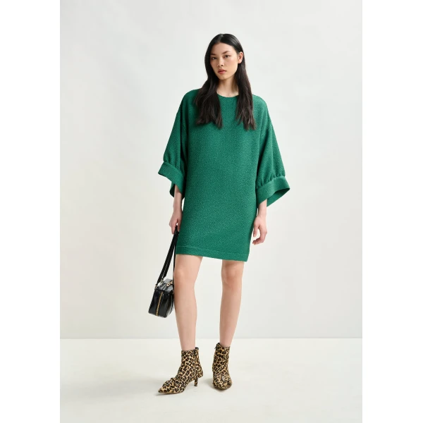 Essentiel Antwerp Green mini dress with wide sleeves - Essentiel Antwerp Dresses - Colorful Belgian Design - Shop at Luxury Shoes 