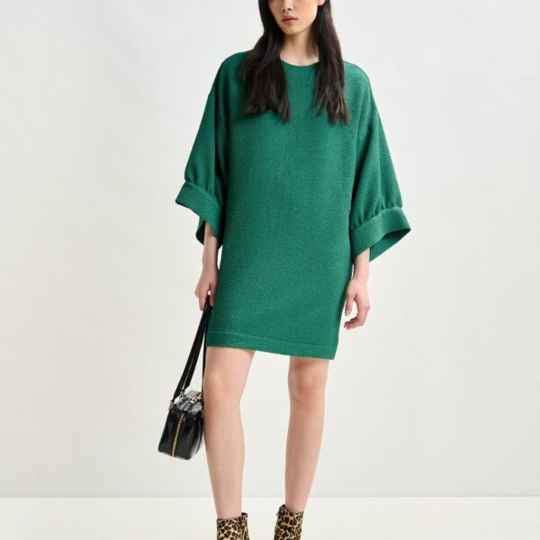 Essentiel Antwerp Green mini dress with wide sleeves, view 2