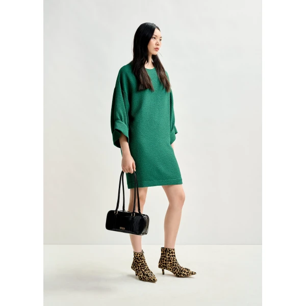 Essentiel Antwerp Green mini dress with wide sleeves - Essentiel Antwerp Dresses - Colorful Belgian Design - Shop at Luxury Shoes 