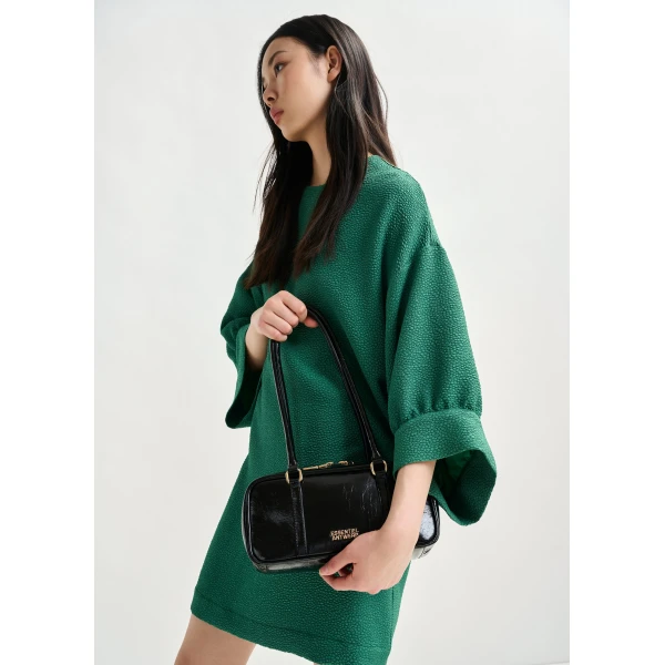 Essentiel Antwerp Green mini dress with wide sleeves - Essentiel Antwerp Dresses - Colorful Belgian Design - Shop at Luxury Shoes 
