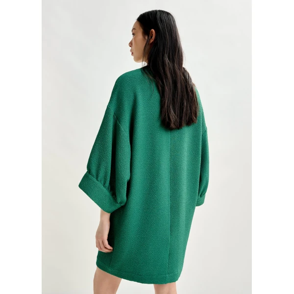 Essentiel Antwerp Green mini dress with wide sleeves - Essentiel Antwerp Dresses - Colorful Belgian Design - Shop at Luxury Shoes 