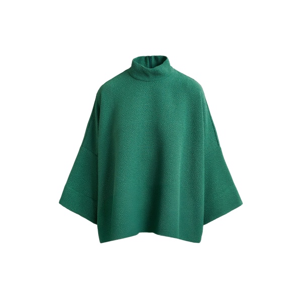 Essentiel Antwerp Green oversized top with stand-up collar - Essentiel Antwerp Tops - Colorful Belgian Design - Shop at Luxury Shoes 