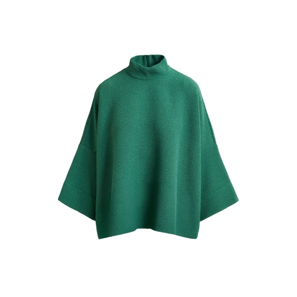 Essentiel Antwerp Green oversized top with stand-up collar - Essentiel Antwerp Tops - Colorful Belgian Design - Shop at Luxury Shoes 