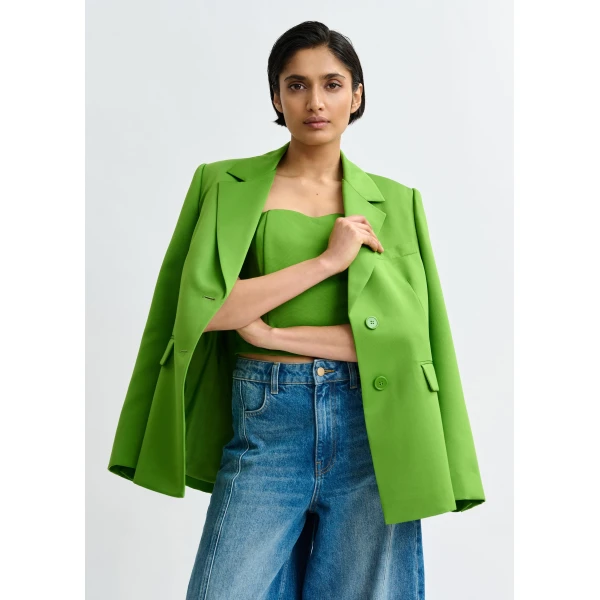 Essentiel Antwerp Green single-breasted blazer - Essentiel Antwerp Jackets - Colorful Belgian Design - Shop at Luxury Shoes 