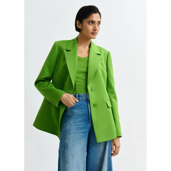 Essentiel Antwerp Green single-breasted blazer - Essentiel Antwerp Jackets - Colorful Belgian Design - Shop at Luxury Shoes 