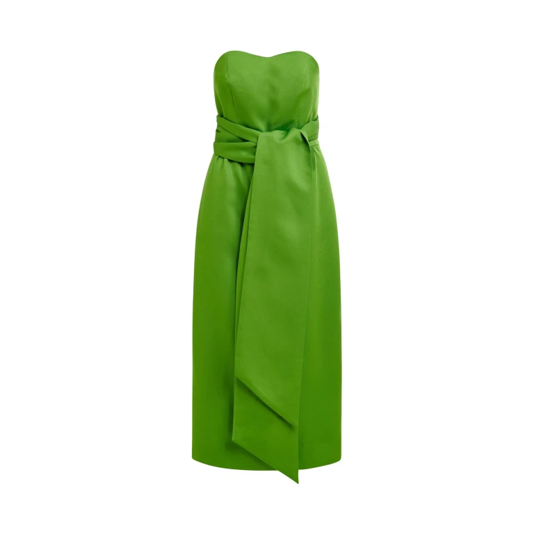 Essentiel Antwerp Green strapless midi dress with wrap-belt - Essentiel Antwerp Dresses - Colorful Belgian Design - Shop at Luxury Shoes 