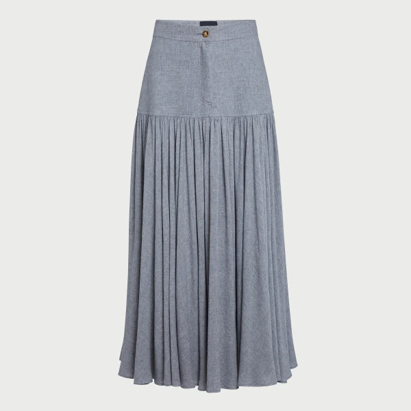 Giambattista Valli Grey Long Wool Skirt - Giambattista Valli Skirts - Romantic Couture - Shop at Luxury Shoes 