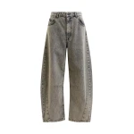 Essentiel Antwerp Grey and beige overdyed organic cotton barrel-leg jeans - Essentiel Antwerp Pants - Colorful Belgian Design - Shop at Luxury Shoes 