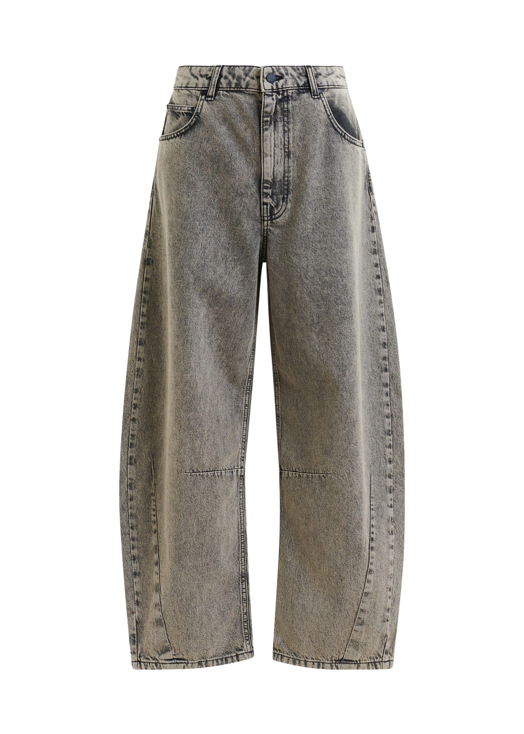 Essentiel Antwerp Grey and beige overdyed organic cotton barrel-leg jeans - Essentiel Antwerp Pants - Colorful Belgian Design - Shop at Luxury Shoes 