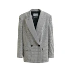 Essentiel Antwerp Grey and black double-breasted blazer with underarm zip detail - Essentiel Antwerp Jackets - Colorful Belgian Design - Shop at Luxury Shoes 