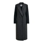 Essentiel Antwerp Grey and black double-breasted coat with constrast sleeves - Essentiel Antwerp Coats - Colorful Belgian Design - Shop at Luxury Shoes 