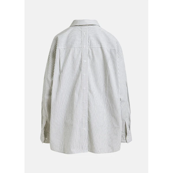 white and green striped cotton shirt with 'e' embroidery - Essentiel Antwerp Shirts - Colorful Belgian Design - Shop at Luxury Shoes 
