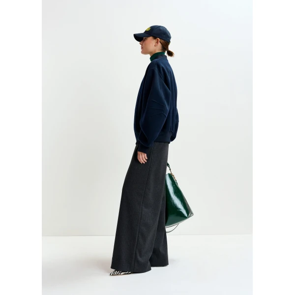 Essentiel Antwerp Grey wide-leg pants with inverted pleat detail - Essentiel Antwerp Pants - Colorful Belgian Design - Shop at Luxury Shoes 