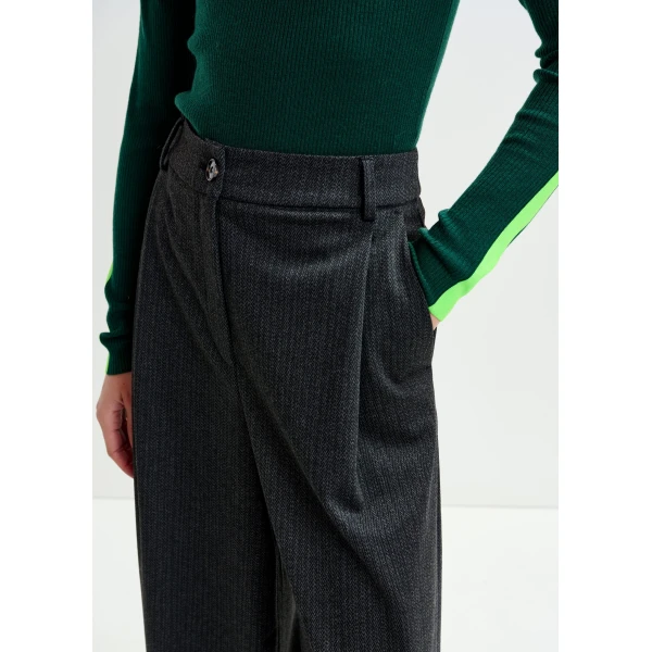 Essentiel Antwerp Grey wide-leg pants with inverted pleat detail - Essentiel Antwerp Pants - Colorful Belgian Design - Shop at Luxury Shoes 