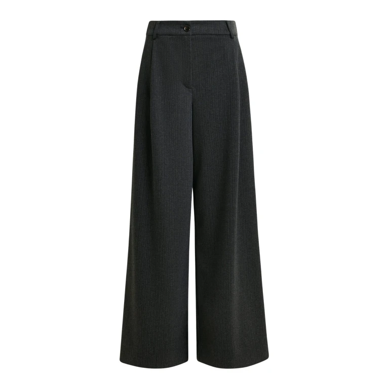 Essentiel Antwerp Grey wide-leg pants with inverted pleat detail - Essentiel Antwerp Pants - Colorful Belgian Design - Shop at Luxury Shoes 