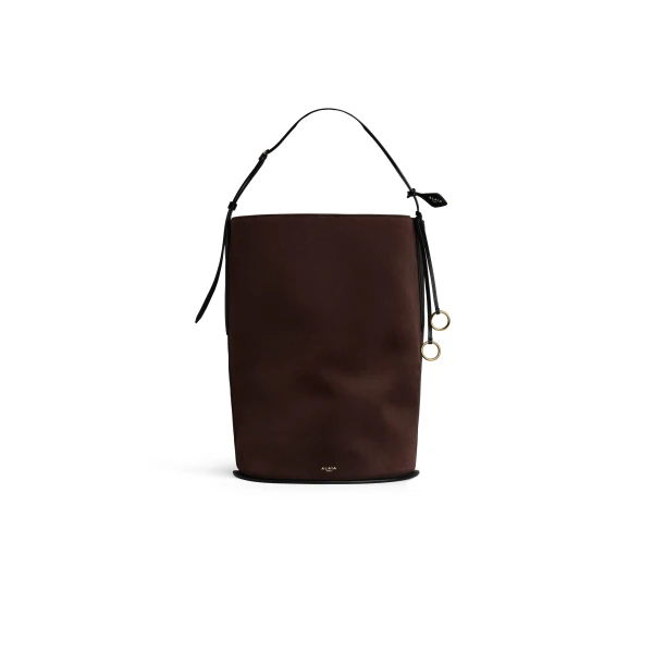 Alaïa Hip Large Bucket Bag In Suede - Alaia Bags - Laser Cut Luxury - Shop at Luxury Shoes 