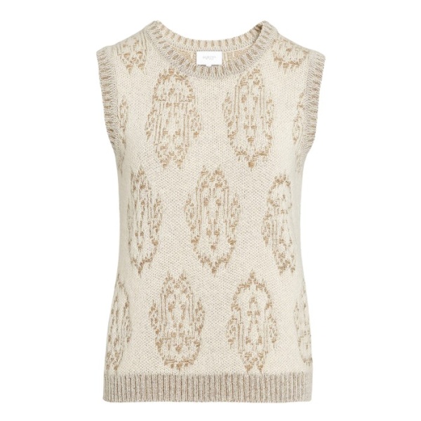 Giambattista Valli Ivory And Gold Ikat Wool Top - Giambattista Valli Tops - Romantic Couture - Shop at Luxury Shoes 