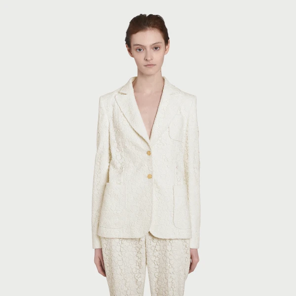 Giambattista Valli Ivory Daisies Macramé Jacket - Giambattista Valli Jackets - Romantic Couture - Shop at Luxury Shoes 