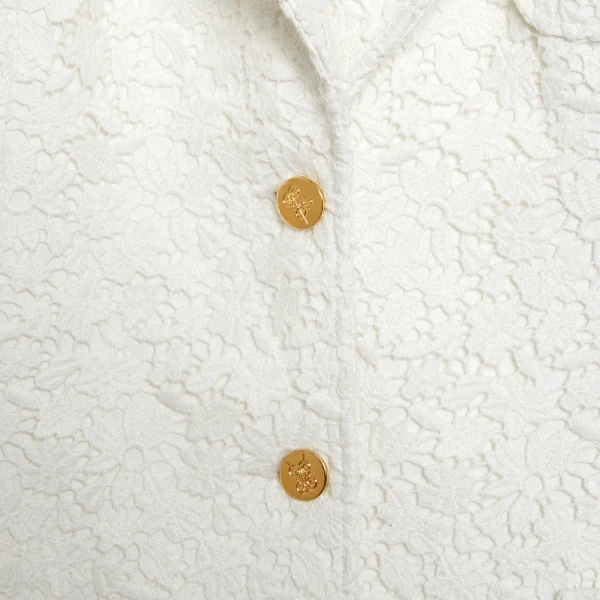 Giambattista Valli Ivory Daisies Macramé Jacket - Giambattista Valli Jackets - Romantic Couture - Shop at Luxury Shoes 