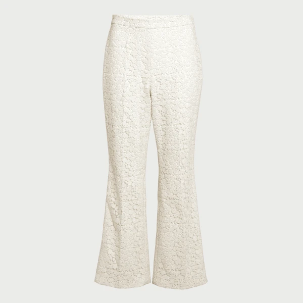 Giambattista Valli Ivory Daisies Macramé Trousers - Giambattista Valli Pants - Romantic Couture - Shop at Luxury Shoes 