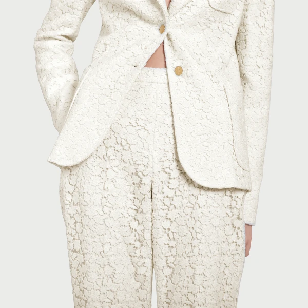 Giambattista Valli Ivory Daisies Macramé Trousers - Giambattista Valli Pants - Romantic Couture - Shop at Luxury Shoes 