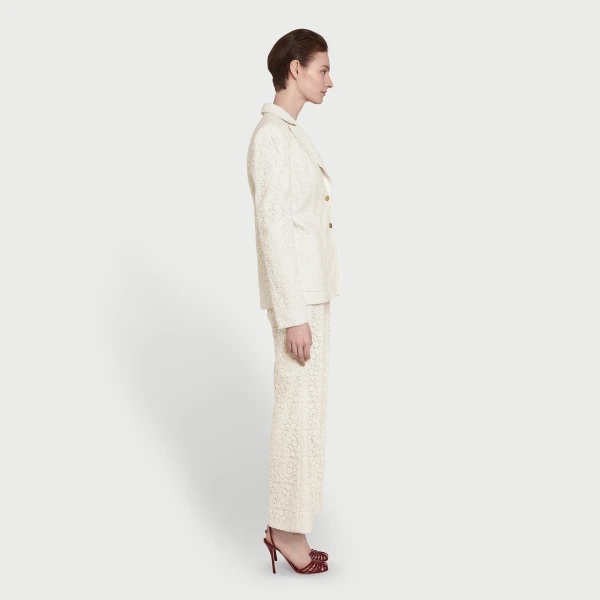Giambattista Valli Ivory Daisies Macramé Trousers - Giambattista Valli Pants - Romantic Couture - Shop at Luxury Shoes 