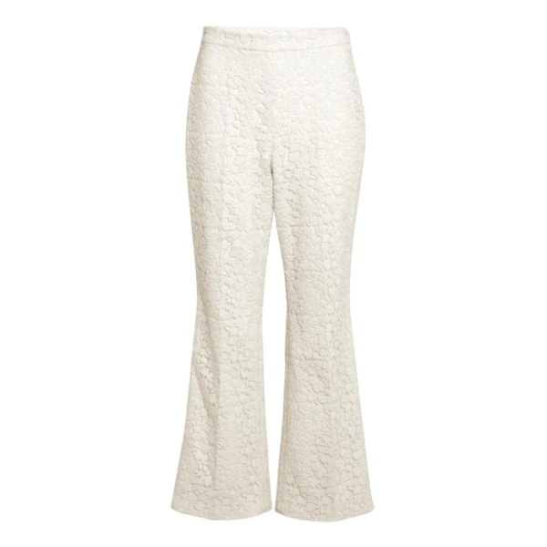 Giambattista Valli Ivory Daisies Macramé Trousers - Giambattista Valli Pants - Romantic Couture - Shop at Luxury Shoes 