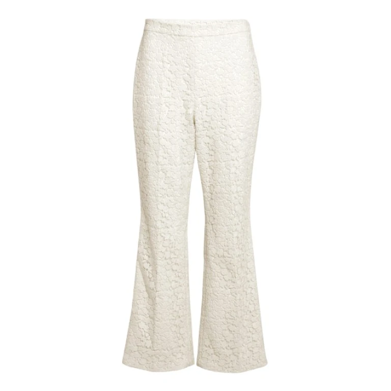 Giambattista Valli Ivory Daisies Macramé Trousers - Giambattista Valli Pants - Romantic Couture - Shop at Luxury Shoes 