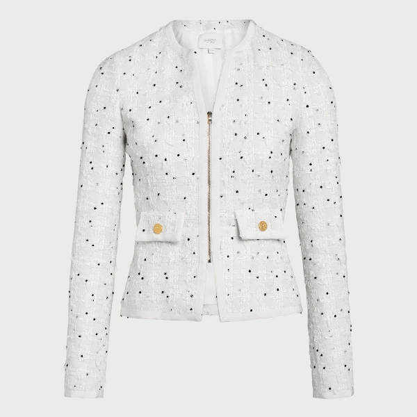 Giambattista Valli Ivory Jacket With Black Polka Dots In Bouclé - Giambattista Valli Jackets - Romantic Couture - Shop at Luxury Shoes 