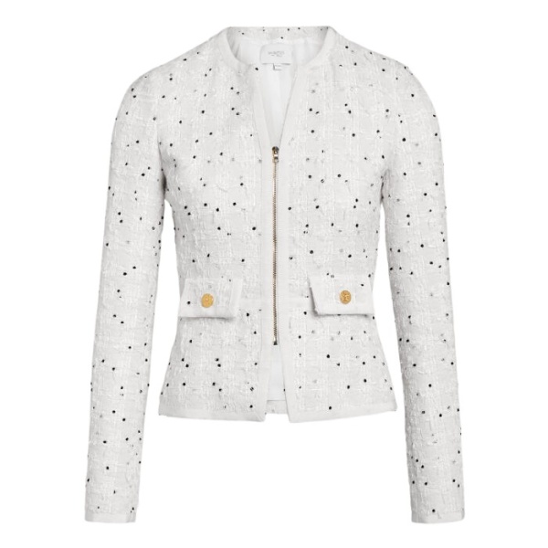 Giambattista Valli Ivory Jacket With Black Polka Dots In Bouclé - Giambattista Valli Jackets - Romantic Couture - Shop at Luxury Shoes 