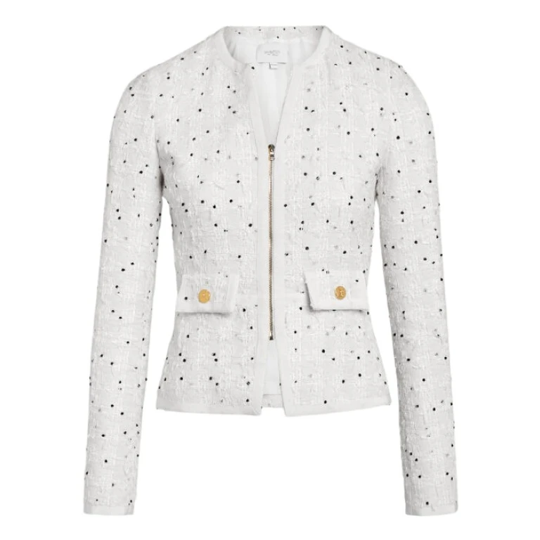 Giambattista Valli Ivory Jacket With Black Polka Dots In Bouclé - Giambattista Valli Jackets - Romantic Couture - Shop at Luxury Shoes 