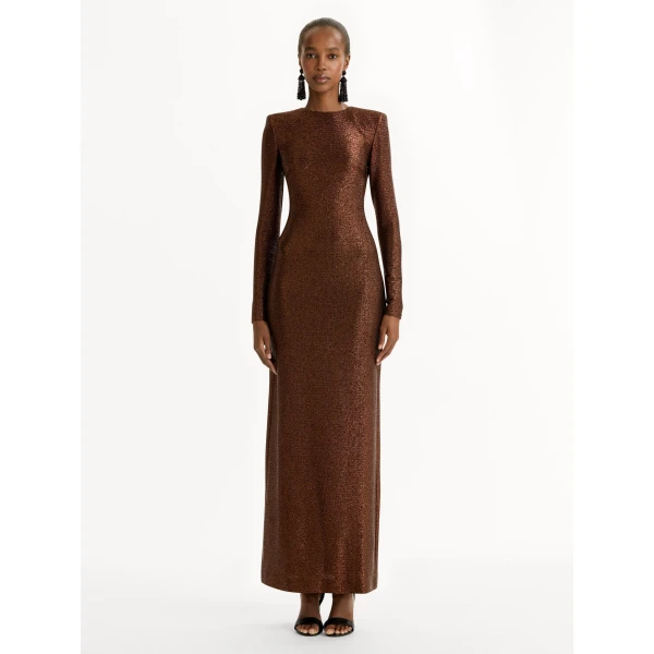 Oscar de la Renta Lamé Column Gown - Oscar de la Renta Dresses - American Couture - Shop at Luxury Shoes 