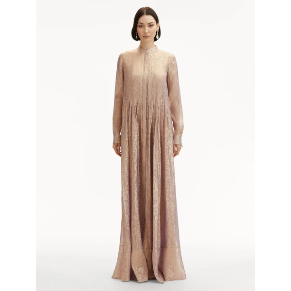 Oscar de la Renta Lamé Mousseline Pleated Caftan - Oscar de la Renta Dresses - American Couture - Shop at Luxury Shoes 