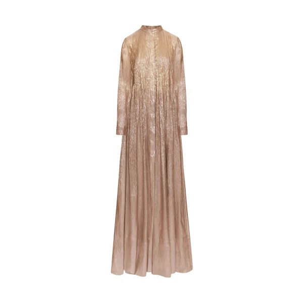 Oscar de la Renta Lamé Mousseline Pleated Caftan - Oscar de la Renta Dresses - American Couture - Shop at Luxury Shoes 