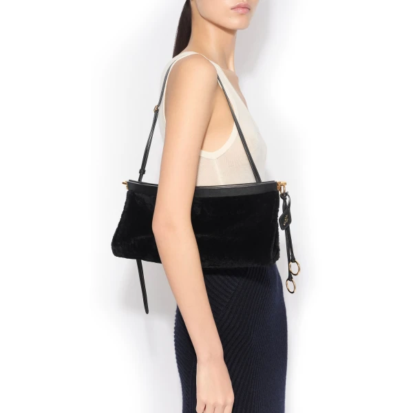 Alaïa Le Click East West Medium Bag In Shaved Shearling - Alaia Bags - Laser Cut Luxury - Shop at Luxury Shoes 
