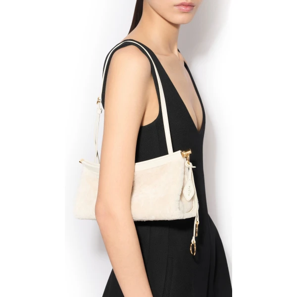 Alaïa Le Click East West Small Bag In Shaved Shearling - Alaia Bags - Laser Cut Luxury - Shop at Luxury Shoes 
