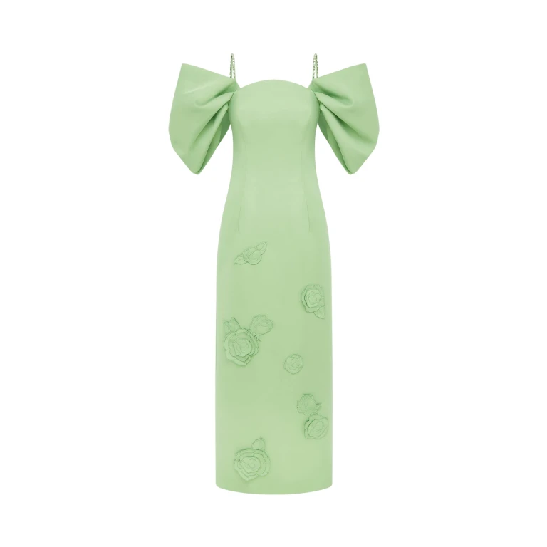 Leo Lin Green Dresses Premium appliqué maxi dress