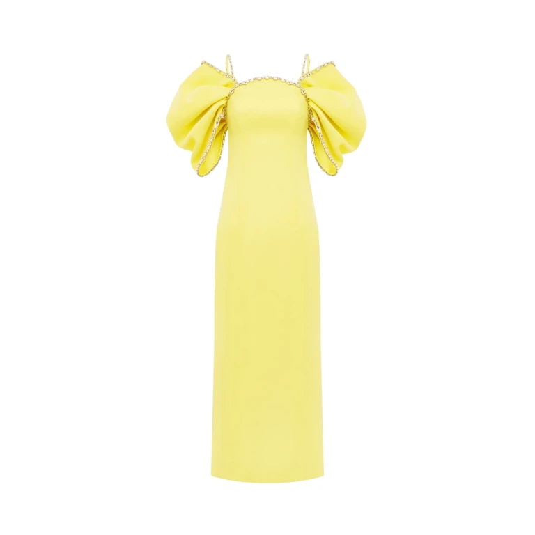 Leo Lin Yellow Dresses Premium embellished maxi dress