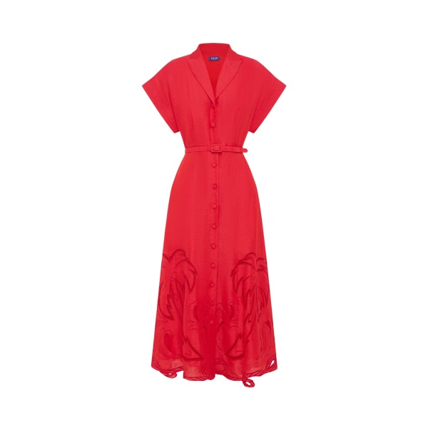 Leo Lin Red Dresses Premium appliqué midi dress
