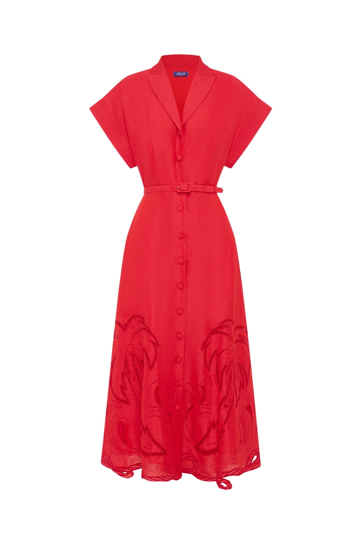 Leo-Lin-Aubrey-631226_nobg Leo Lin Red Dresses Premium appliqué midi dress