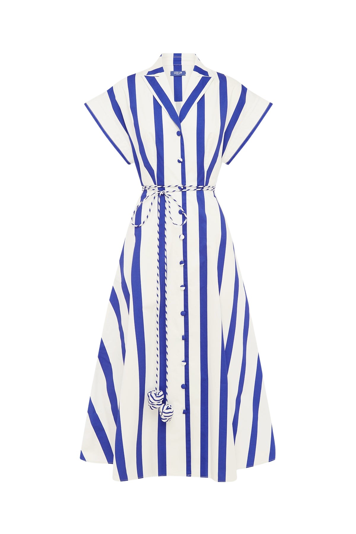 Leo Lin Aubrey Striped Shirt Midi Dress