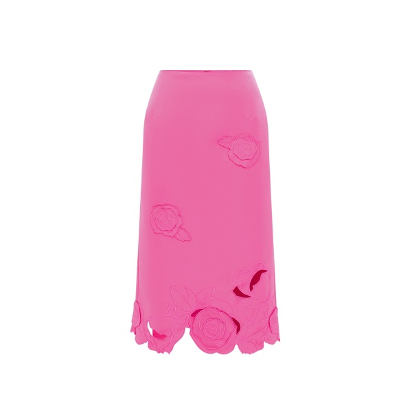 Leo Lin Pink Skirts Premium appliqué midi skirt