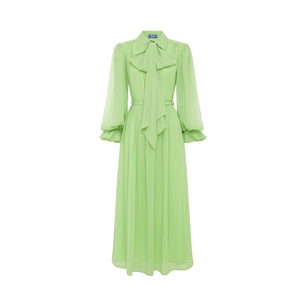 Leo Lin Green Dresses Premium silk blend midi dress
